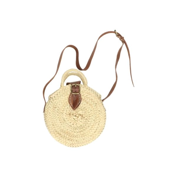 Runde tasche mit schulterriemen, palmblatt, ø 24 cm