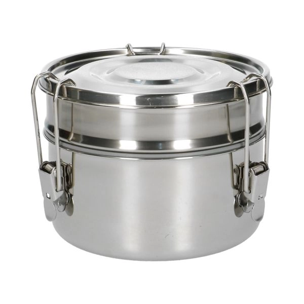 Lunchbox mit silikonring, rostfreier stahl, rund und zweilagig,