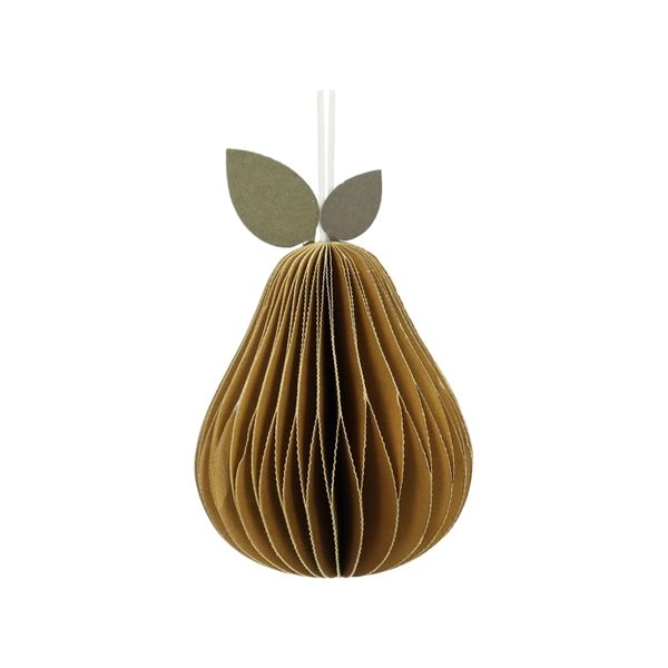Anhänger birne, wabenpapier, ocker, 8,5 cm