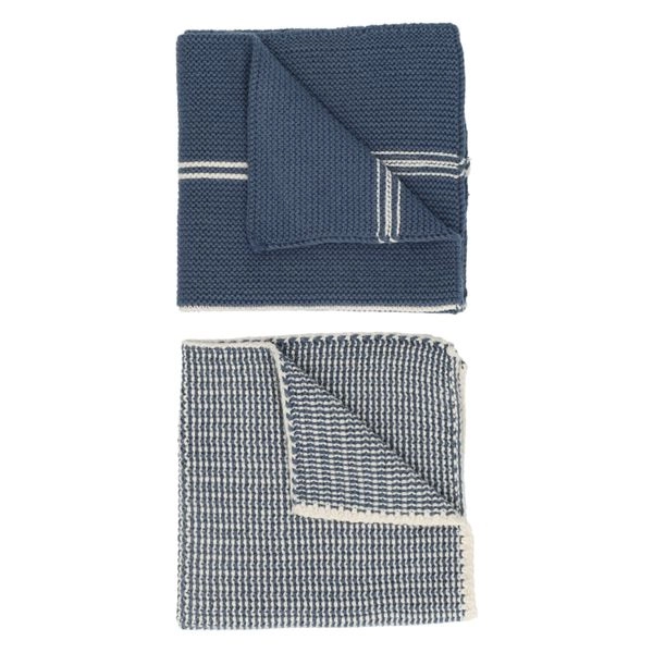 Spültücher, gestrickt, baumwolle, blau, 2 stück, 25 x 25 cm