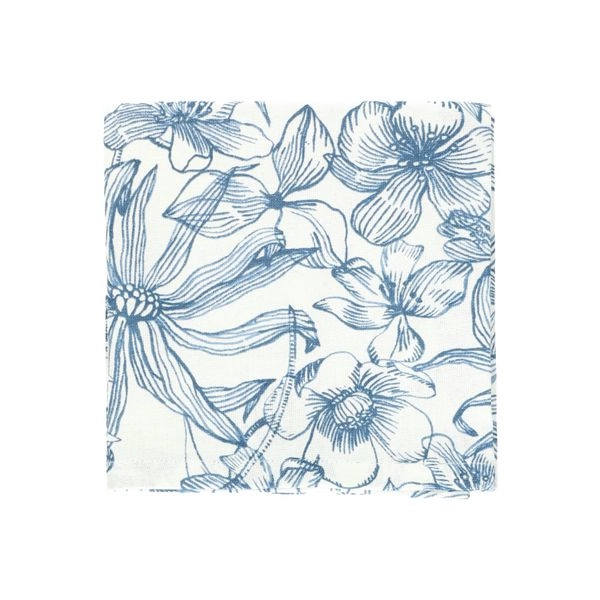 Geschirrtuch, bio-baumwolle, blaue blumen, 50 x 70 cm