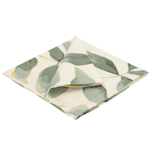 Serviette, gots bio-baumwolle, blatt silhouette, 40 x 40 cm