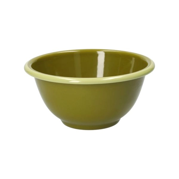 Schale, emaille, olivgrün mit hellgrünem rand, ø14 cm