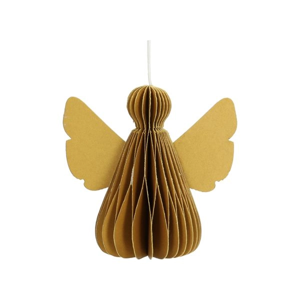 Anhänger engel, wabenpapier, ocker, 8 cm