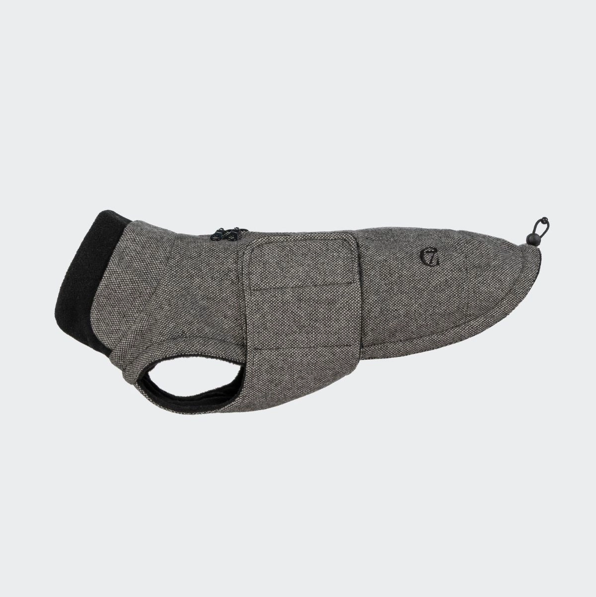Cloud7 Hundemantel Brooklyn Tweed Black Dackel 6 Dunkelgrau Schwarz für Dackel | für Geschirrträger | mit Klettverschluss | mit Reissverschluss | wass