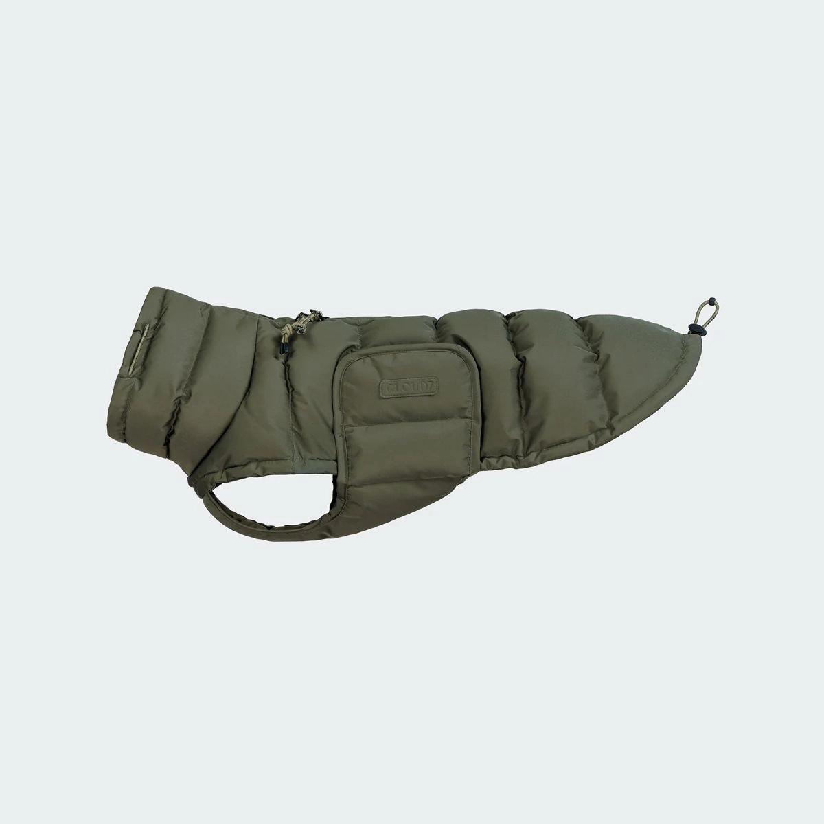 Cloud7 Hundemantel Alaska Dackel Light Olive 6 Olive Winterhundemantel | Daunenmantel für Dackel | für Geschirrträger | mit Klettverschluss | mit Reis
