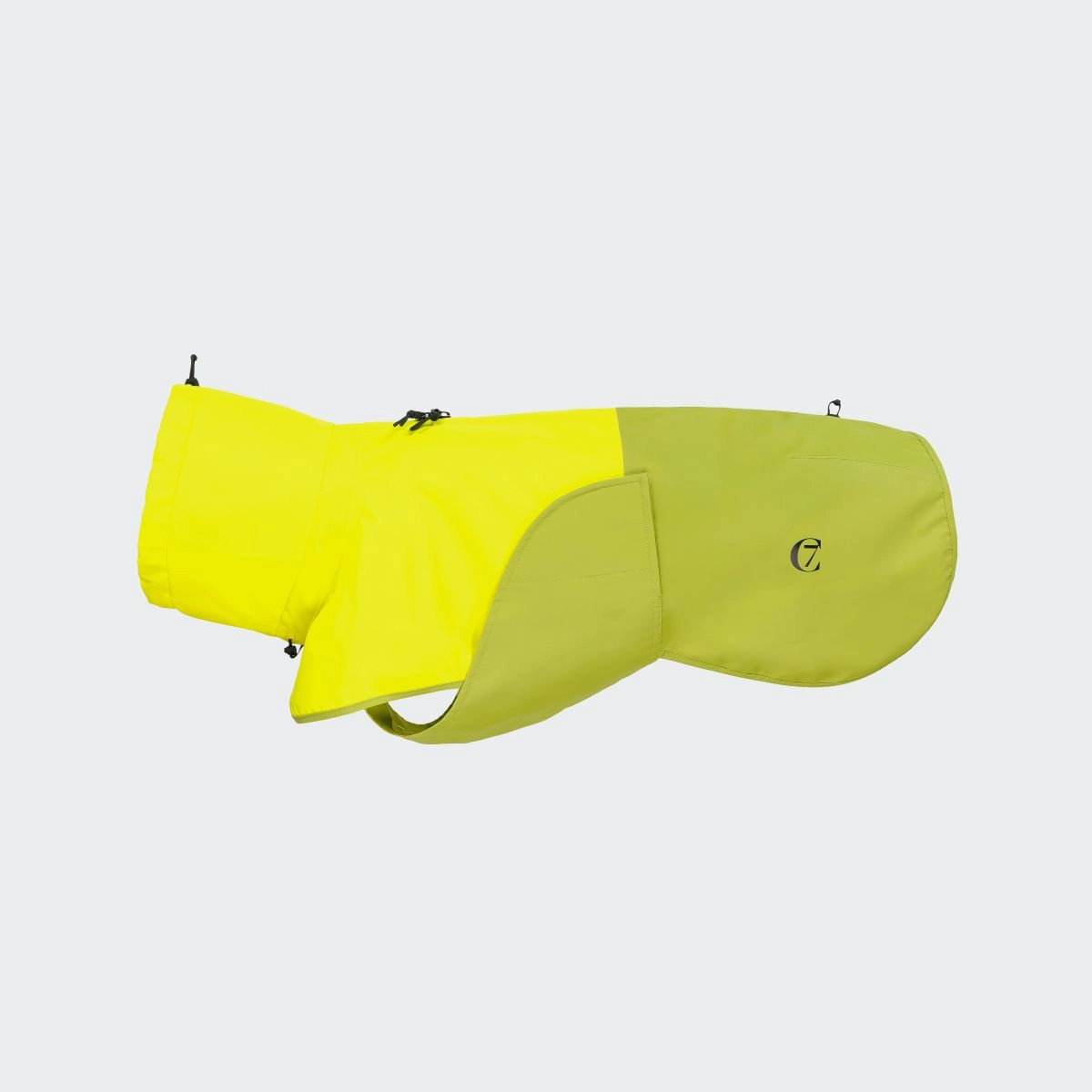 Cloud7 Hunderegenmantel Aktiv Neon Green/Light Olive 2 Grün Oliv für kleine Hunde | für große Hunde | für Geschirrträger | mit Klettverschluss | mit R