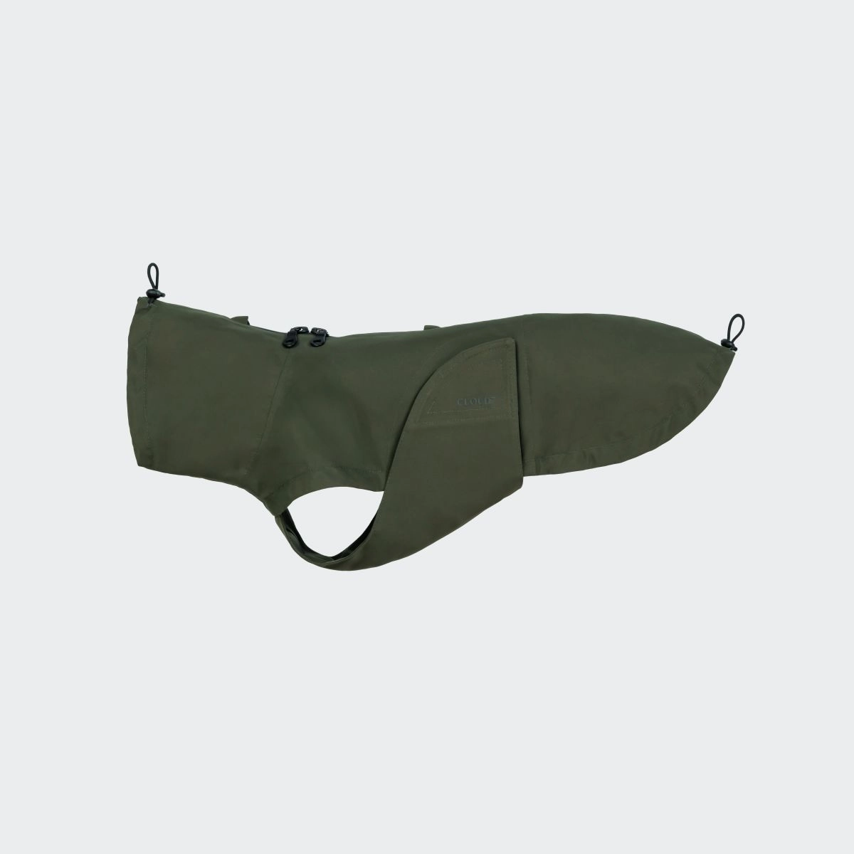 Cloud7 Hunderegenmantel Dublin 2.0 Dackel Dark Olive 5 Gelb Regenmantel für Dackel | für alle Rassen | für Geschirrträger | mit Klettverschluss | mit
