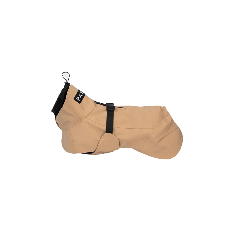 PAIKKA Visibility Regenmantel Lite Taupe - reflektierend 20 Taupe Beige Hundemantel reflektierend | mit Reißverschluss für das Hundegeschirr | für Ges