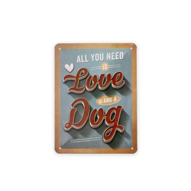 Nostalgic Art Blechschild Love 20 x 30 cm Beige Blau Rot für Hundehalter | für Hundeliebhaber | tolles Geschenk | Blechschild für die Wohnung | Blechs