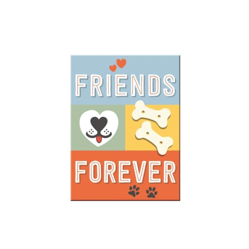 Nostalgic Art Magnet Friends Forever  Blau, Gelb, Grün, Orange für Hundehalter | für Hundeliebhaber | tolles Geschenk