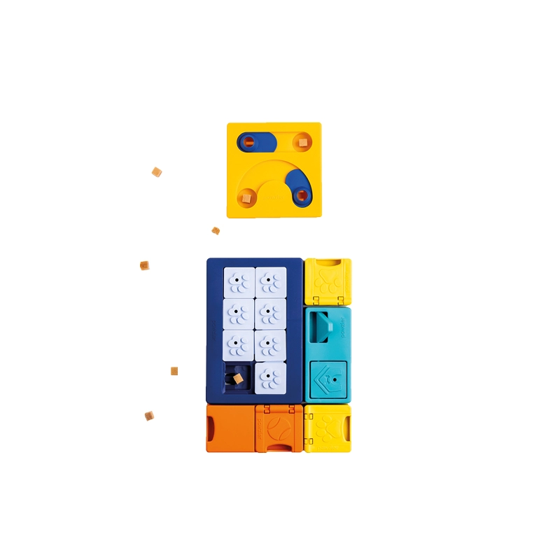 Pawzler Smarty Set  Blau, Dunkelblau, Gelb, Orange für Welpen | für alle Hunde | artgerechte Hundebeschäftigung | Intelligenzspielzeug | Spielzeug für