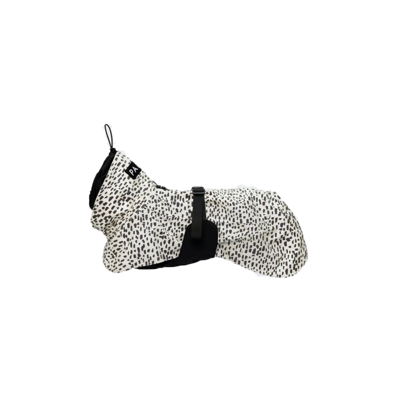 PAIKKA Regenmantel 2.0 - reflektierend & fluoreszierend 70 Schwarz Weiß Hundemantel reflektierend | mit Reißverschluss für das Hundegeschirr | für Ges