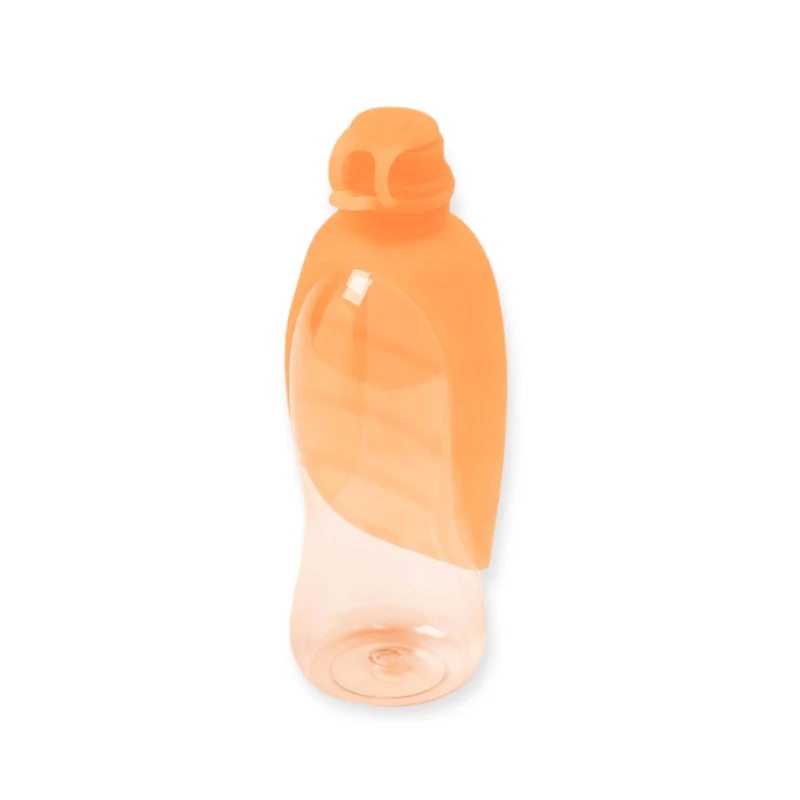 United Pets Trinkflasche Leaf Orange  Blau für alle Hunde | für Alltagsausflüge | reisen | unterwegs | Kombination aus Flasche und Napf | leichtes Mat