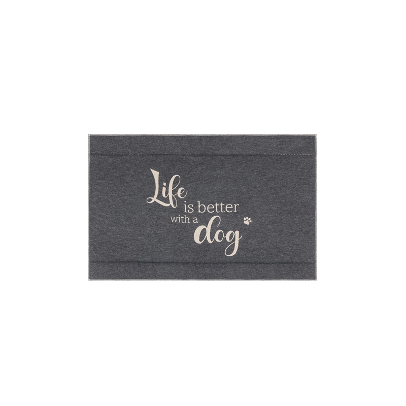 David Fussenegger Hundematte Life is better  Grau kuschelige Hundedecke | Decke für Hund | Decke für Herrchen und Frauchen | fürs Restaurant | für Zuh