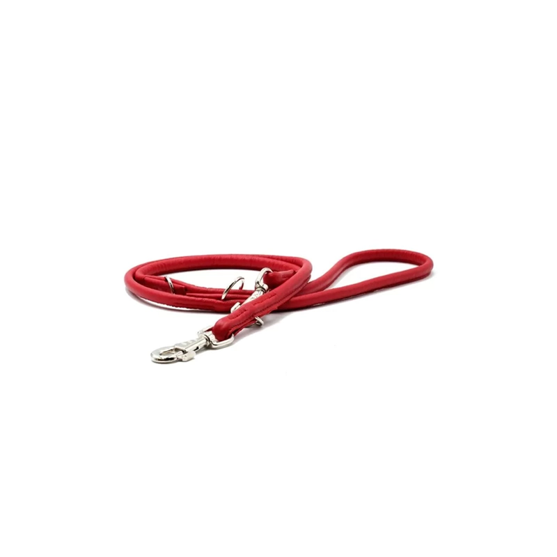 Maul Ledermanufaktur Rundleder-Leine in Rot 6mm Rot für Welpen | für alle Hunde | hohe Zuglast | verstellbar | weiches Material