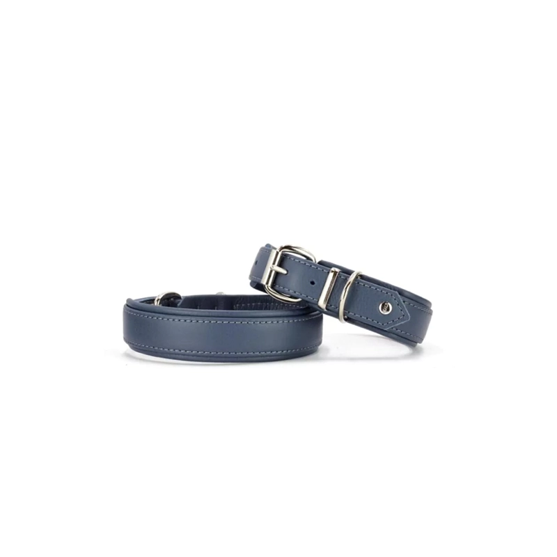Maul Ledermanufaktur Leder-Halsband Klassik Soft in Jeans 40 40 Blau Lederhalsband | sehr weich | sehr robust | langlebig | für Welpen | für alle Hund
