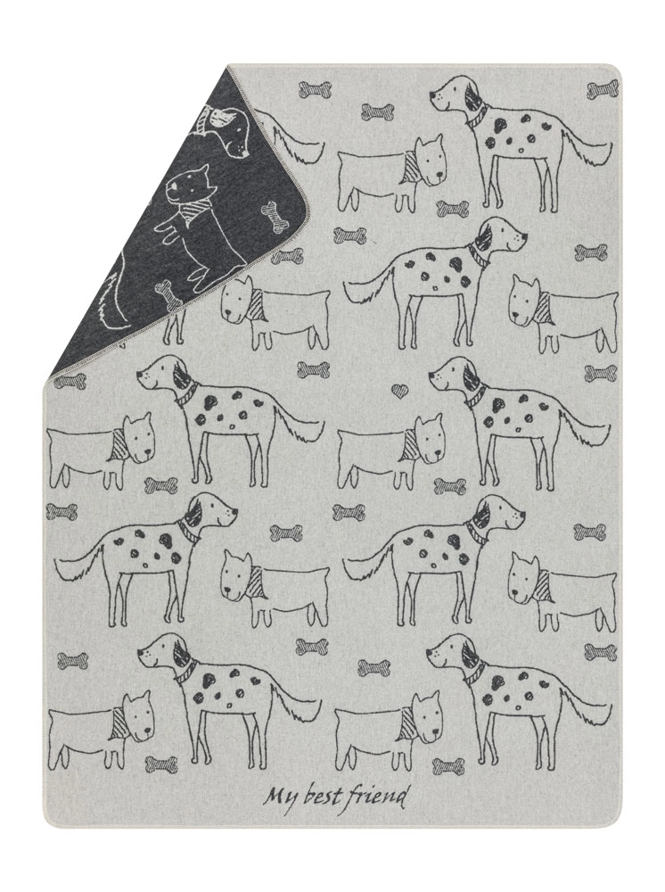 David Fussenegger Decke Best Friends Allover in grau 100x140cm 100x140cm Grau kuschelige Hundedecke | Decke für Hund | Decke für Herrchen und Frauchen