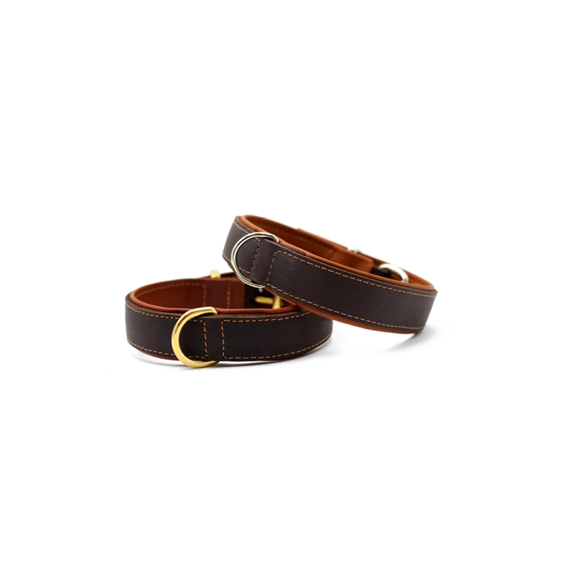 Maul Ledermanufaktur Leder-Halsband Klassik in Dunkelbraun-Cognac 50 50 Dunkelbraun Cognac Dunkelbraun &amp; Cognac für Welpen | für alle Hunde | klas