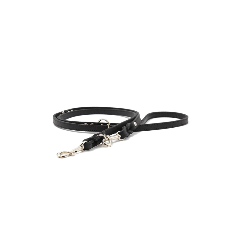 Maul Ledermanufaktur Leder-Leine Premium in Schwarz 15mm Schwarz für Welpen | für alle Hunde | hohe Zuglast | verstellbar | weiches Material