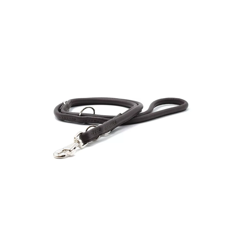 Maul Ledermanufaktur Rundleder-Leine in Dunkelbraun 10mm Silber Dunkelbraun für Welpen | für alle Hunde | hohe Zuglast | verstellbar | weiches Materia
