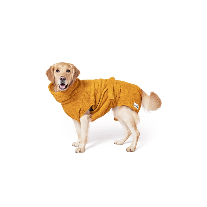 Lill´s Hundebademantel aus Bio-Baumwolle Amber XXS Amber aus Frottee | perfekter Sitz | bequem | Aussparung für Rute | Bauchschutz