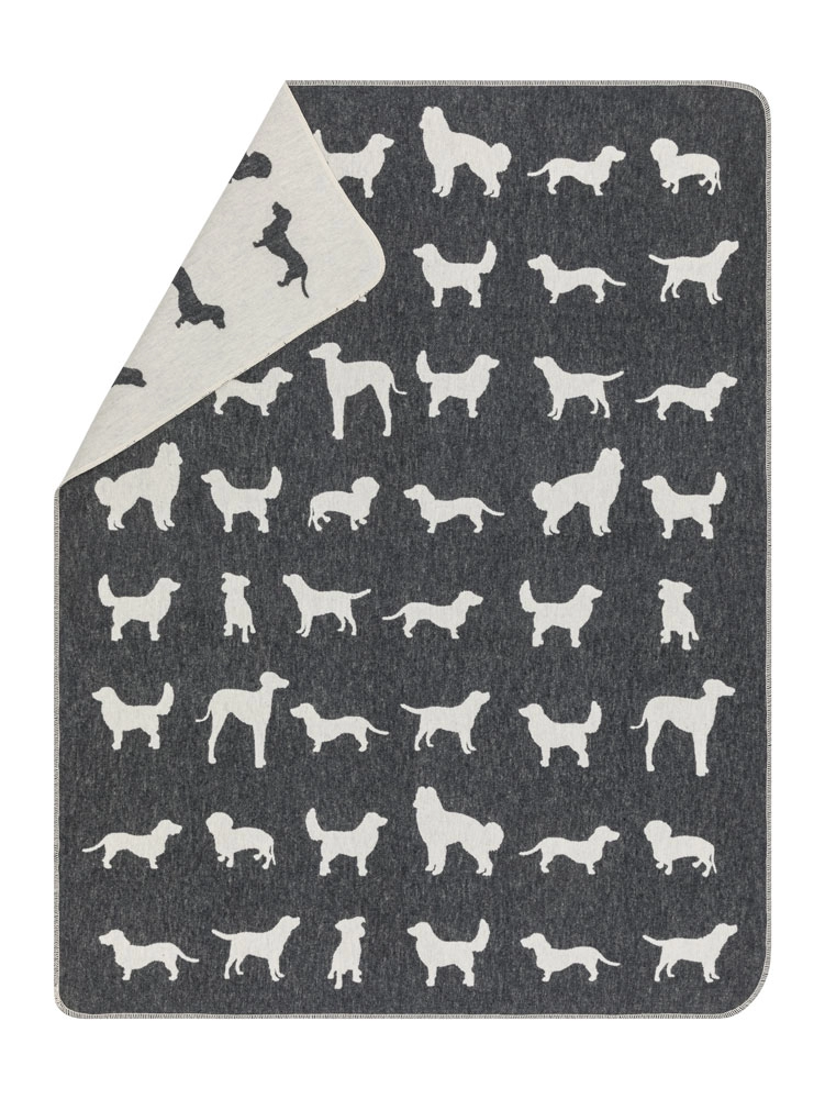 David Fussenegger Decke Dogs Allover 100x140cm 100x140cm Anthrazit Grau kuschelige Hundedecke | Decke für Hund | Decke für Herrchen und Frauchen | für