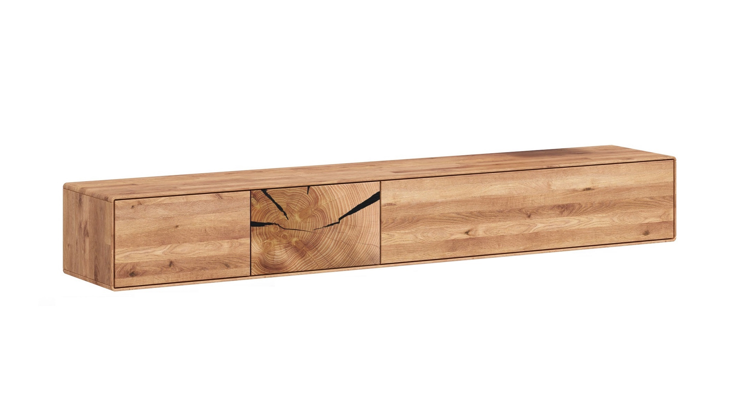 TV - Lowboard Wildeiche massiv geölt - montiert - 220 cm - TORVEN
