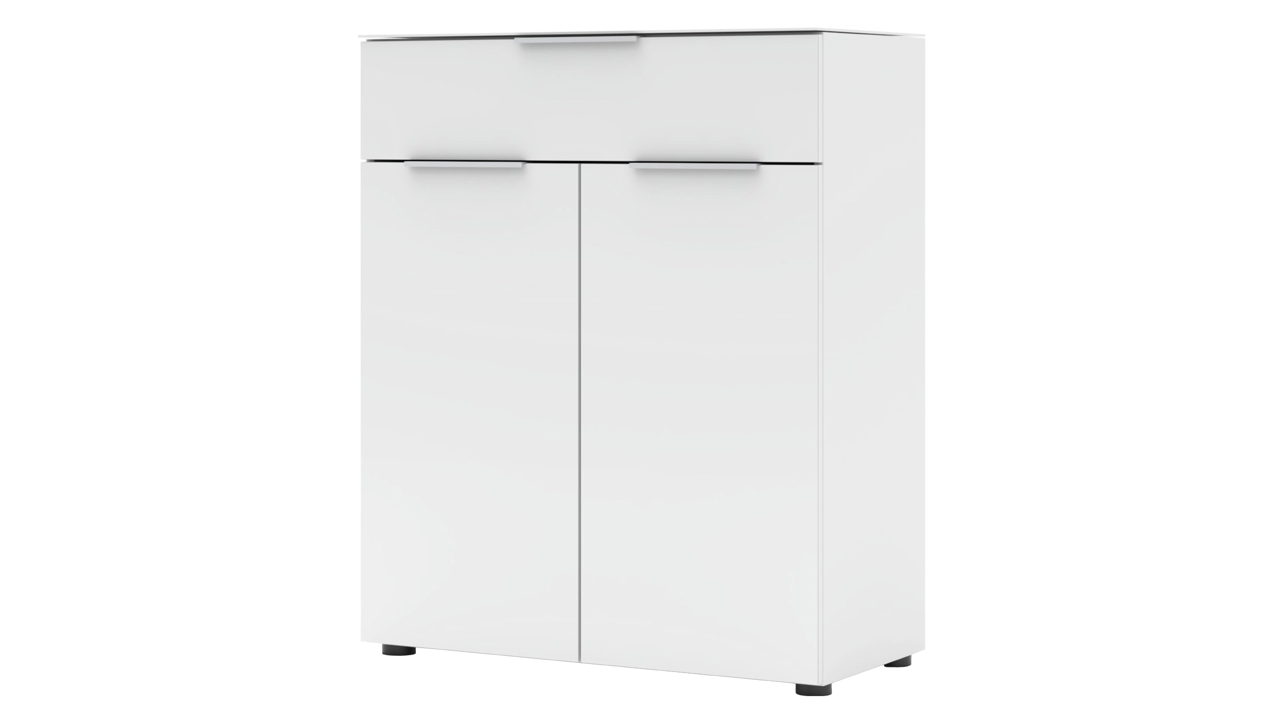 Kommode mit Schublade weiß Glasfront 80 cm - SANTORIN