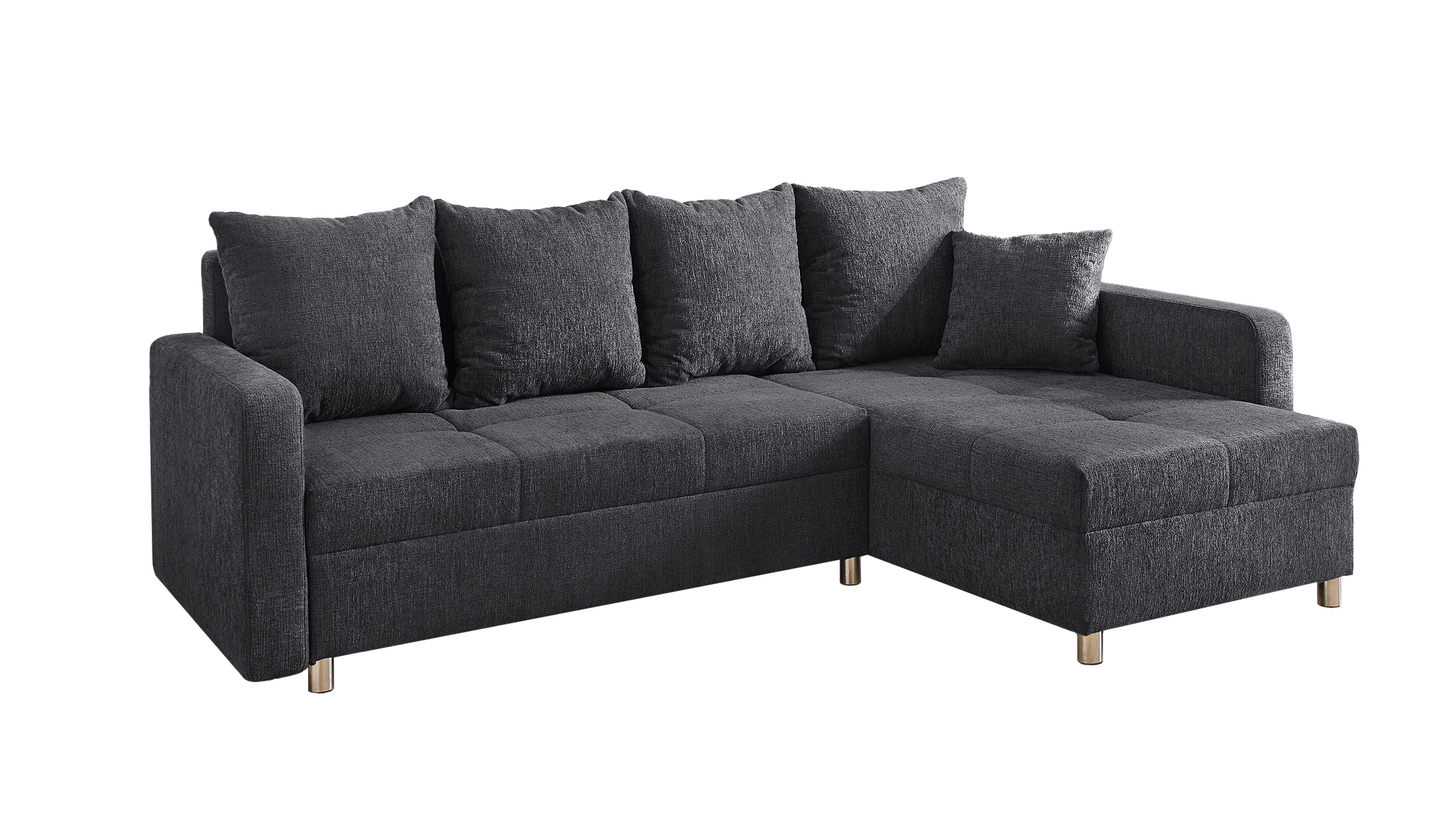 Ecksofa mit Schlaffunktion anthrazit 228 cm Bettkasten - KAPPELN