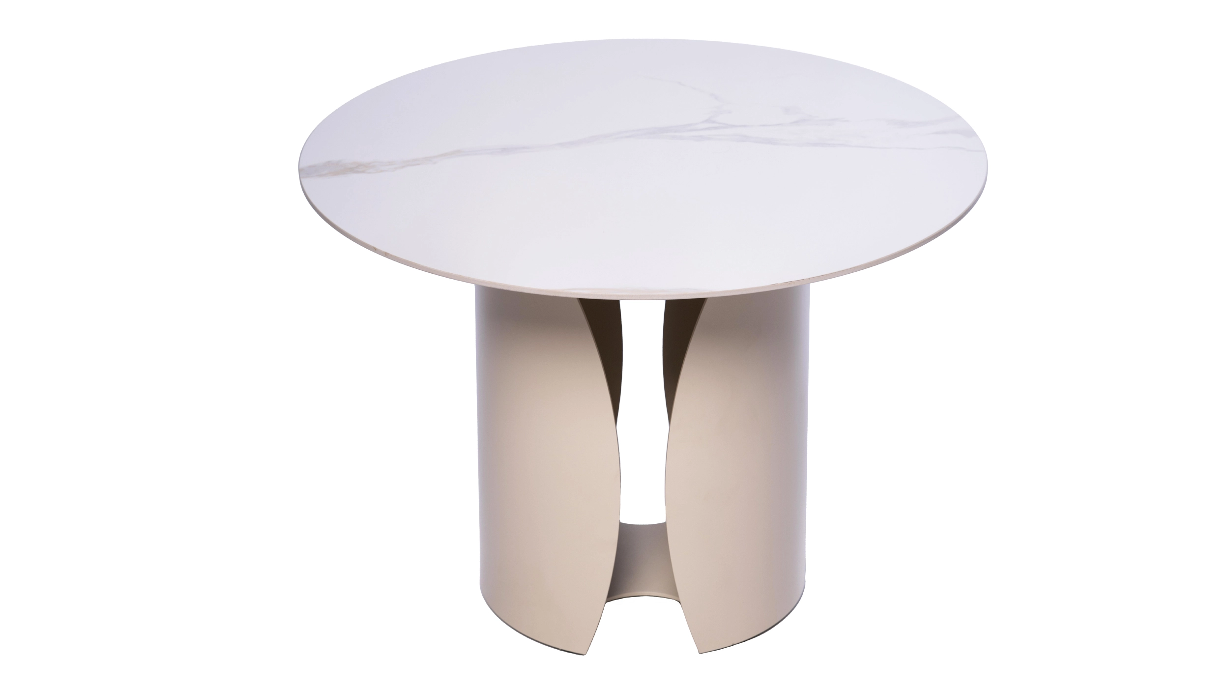 Couchtisch Marmoroptik weiß hochglanz - rund - 60 x 60 cm - KIRA