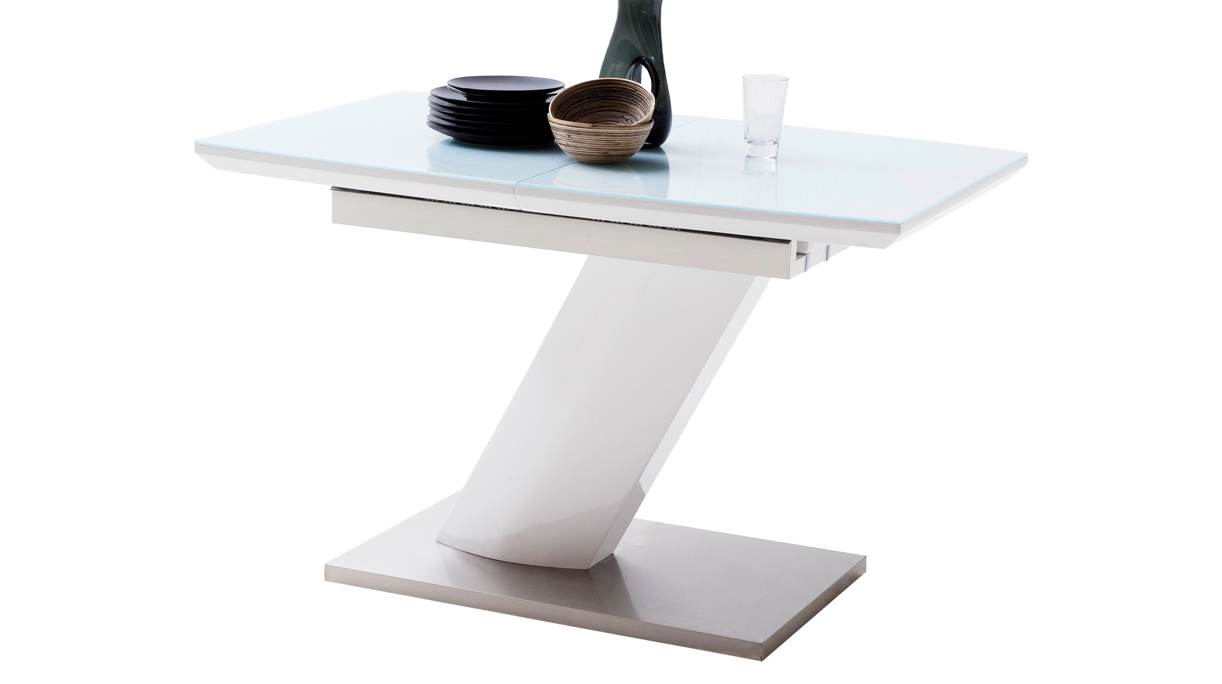 Esstisch 140 - 180 cm ausziehbar weiß hochglanz - GELINA