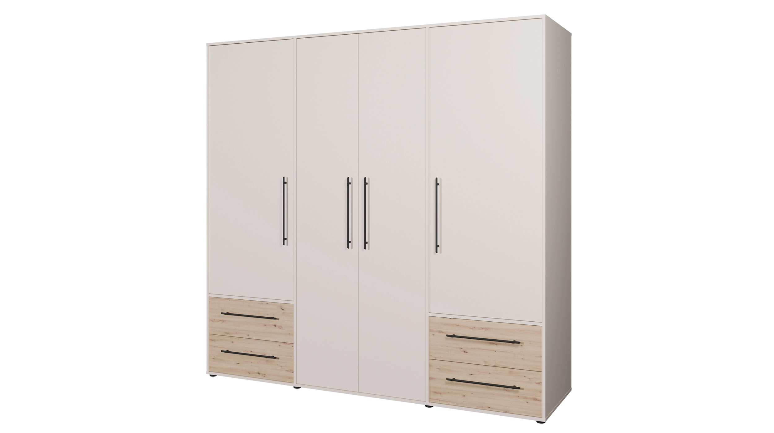 Kleiderschrank beige Artisan Eiche - 206 cm - 4 Türen - MOKKARIS