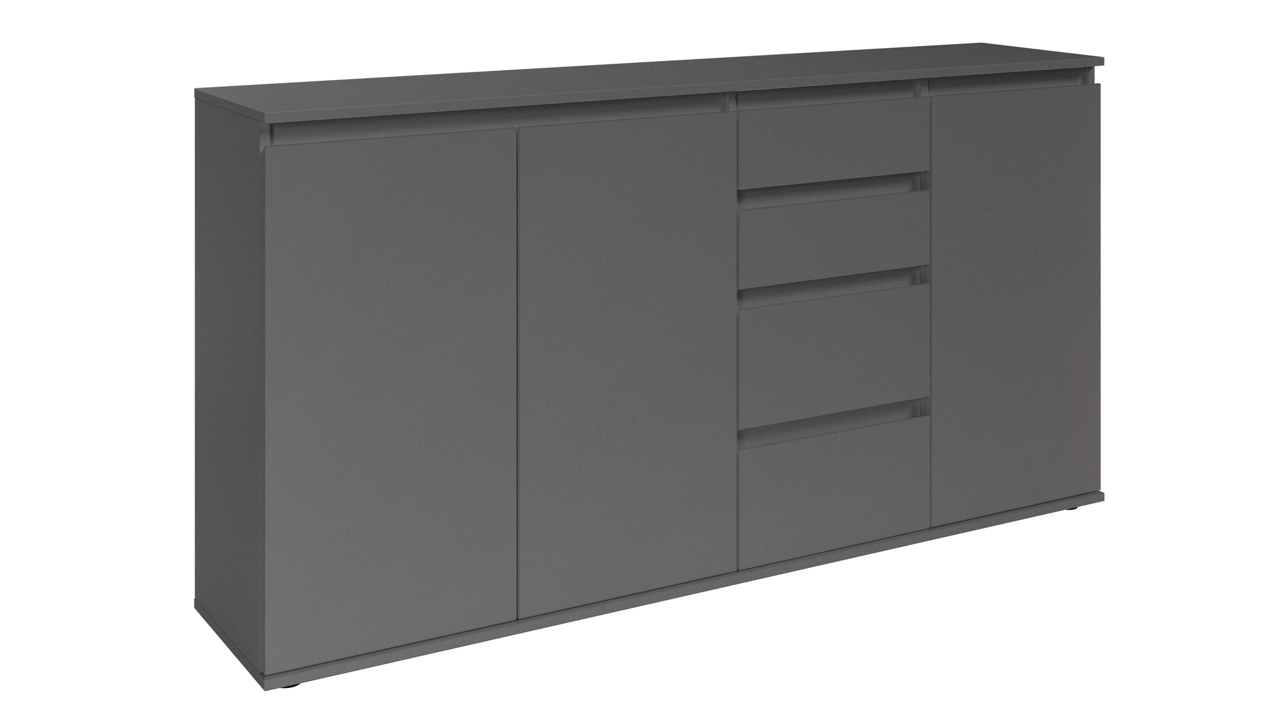 Sideboard mit 4 Schubladen anthrazit 160 cm - 3-türig - BRESTA