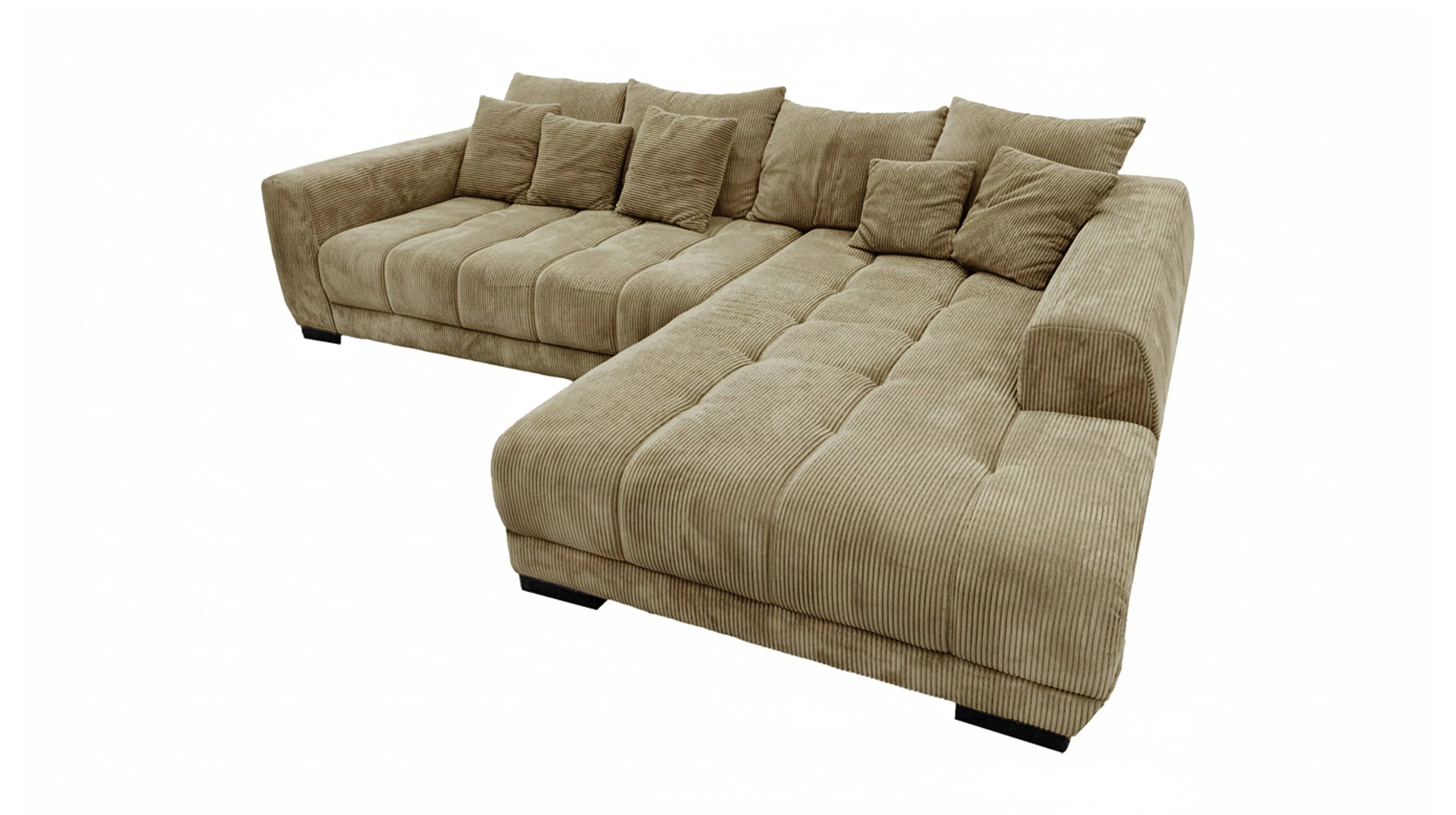 Ecksofa Cord grün 300 x 215 cm - OT rechts - ARTEMIS