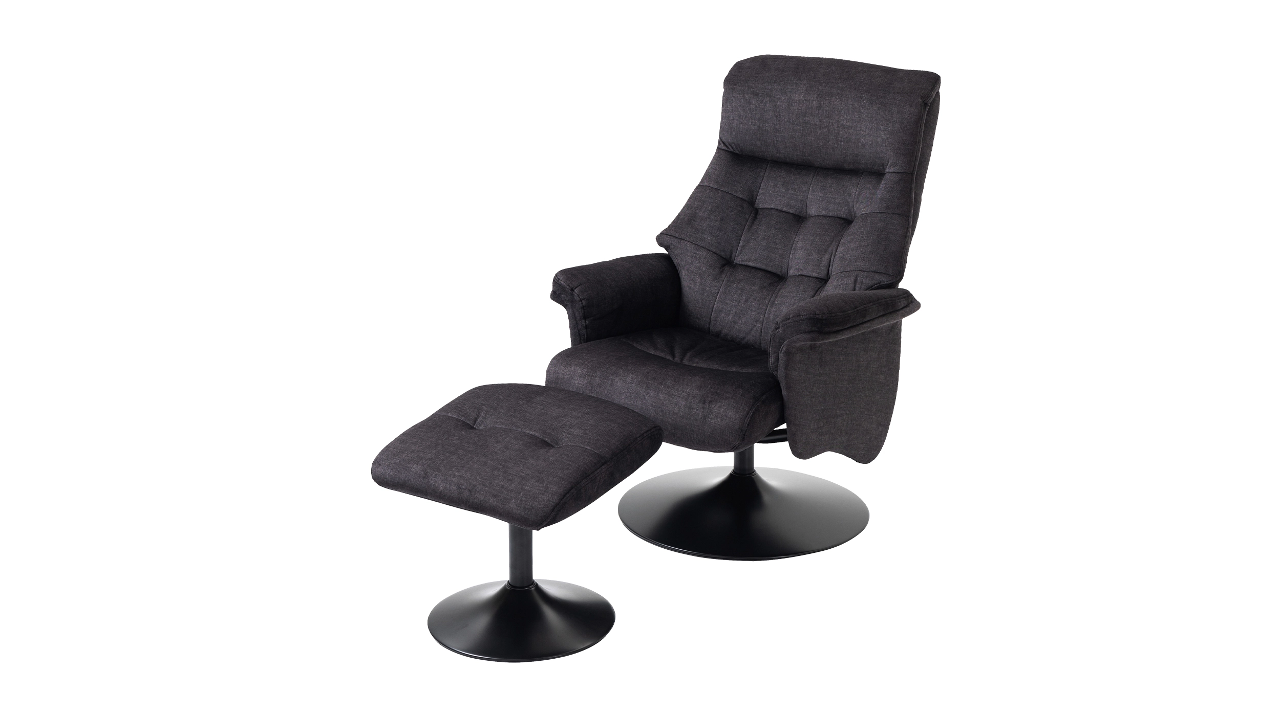 Relaxsessel mit Hocker grau Veloursbezug - drehbar - BELINDA
