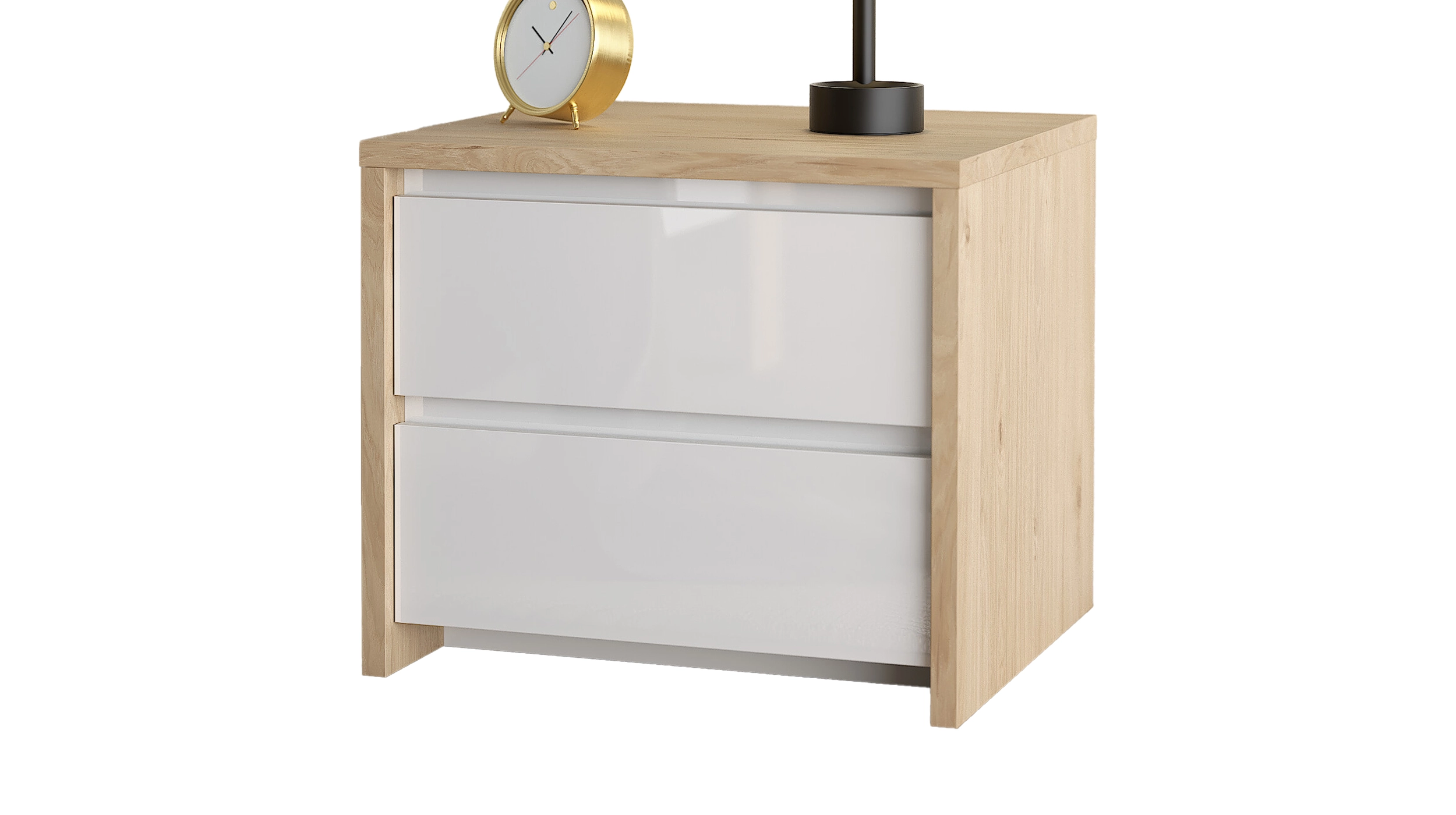 Nachttisch weiß hochglanz - Jackson Hickory 52 cm x 48 cm - NEXT