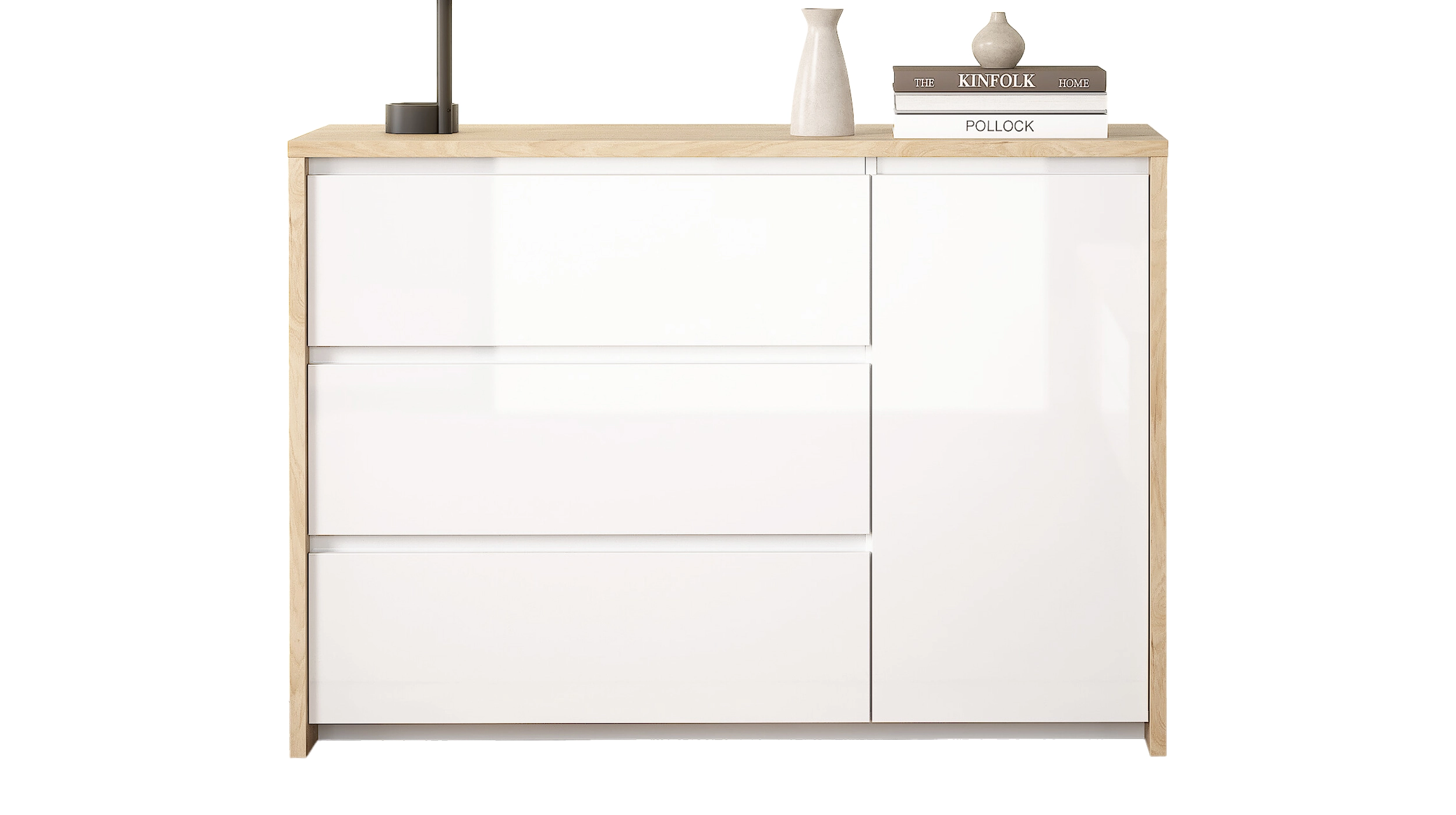 Kommode weiß hochglanz - Jackson Hickory 119 cm x 48 cm - NEXT