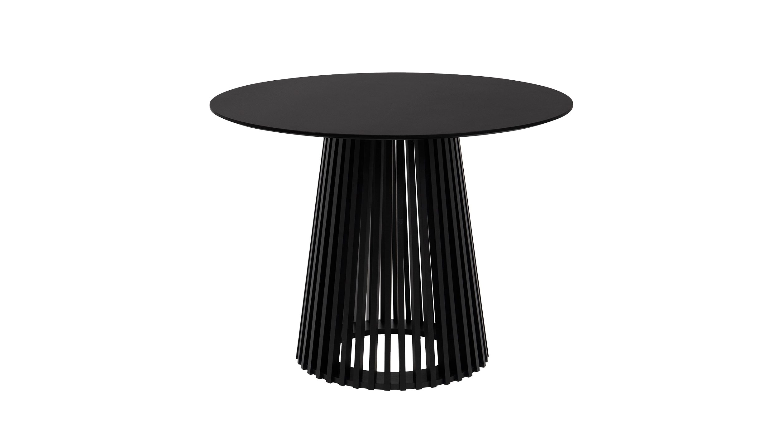 Esstisch rund 100 cm schwarz - Lamellen-Sockel - GARLE