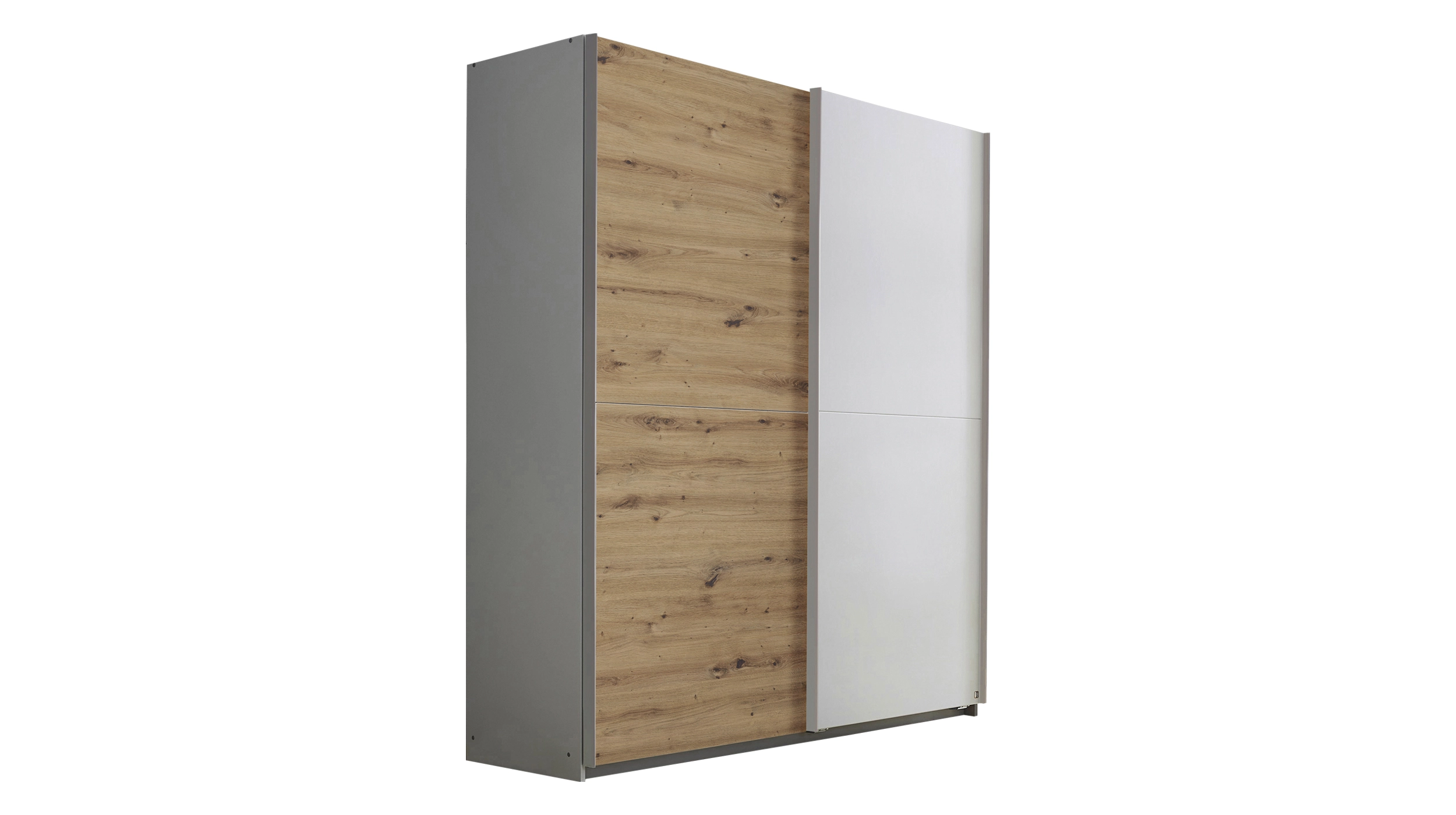 Schwebetürenschrank Eiche weiß - 175 cm - rauch - SATURN