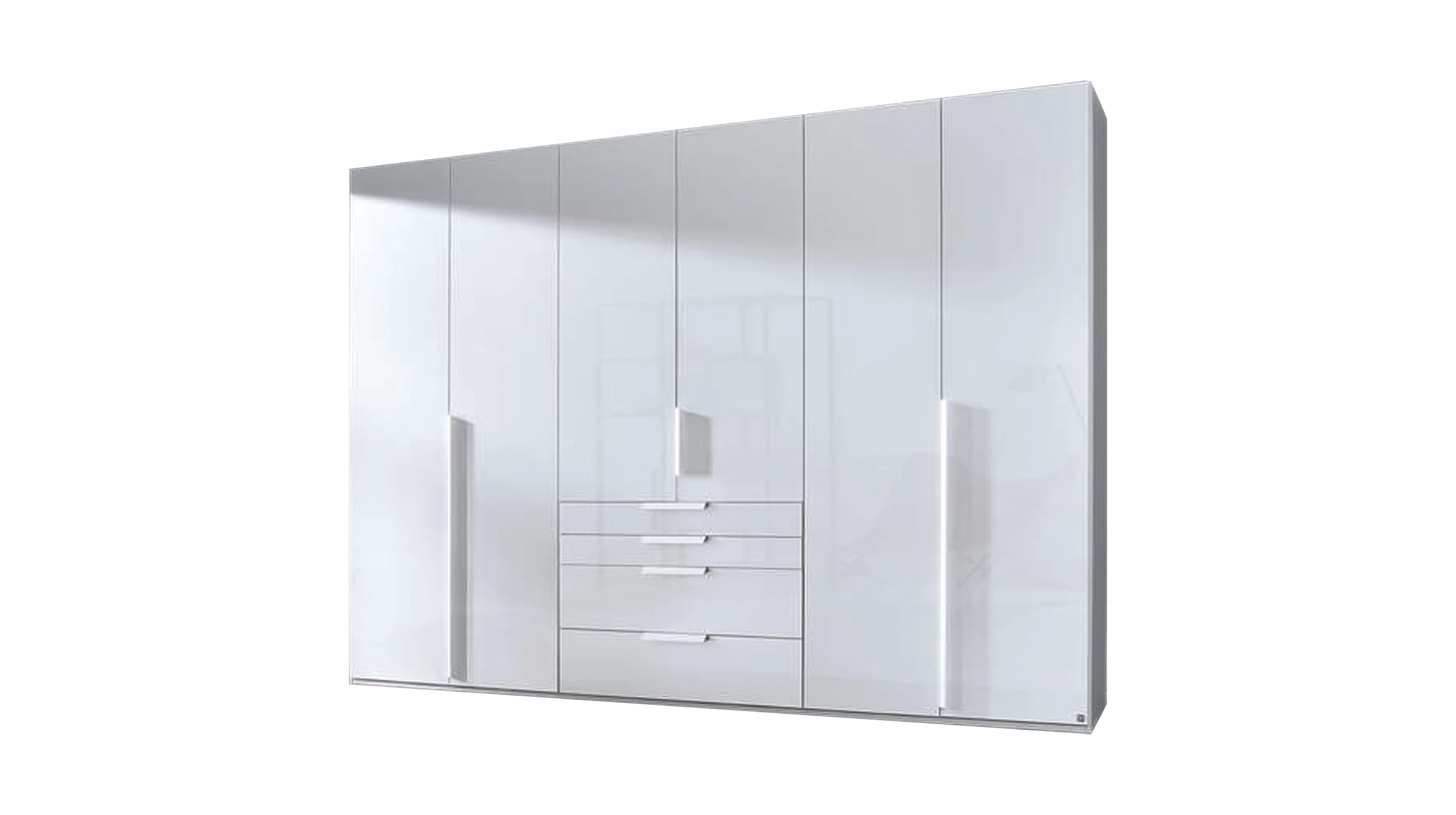 Kleiderschrank 301 cm weiß Glas 6-türig - rauch - POSA