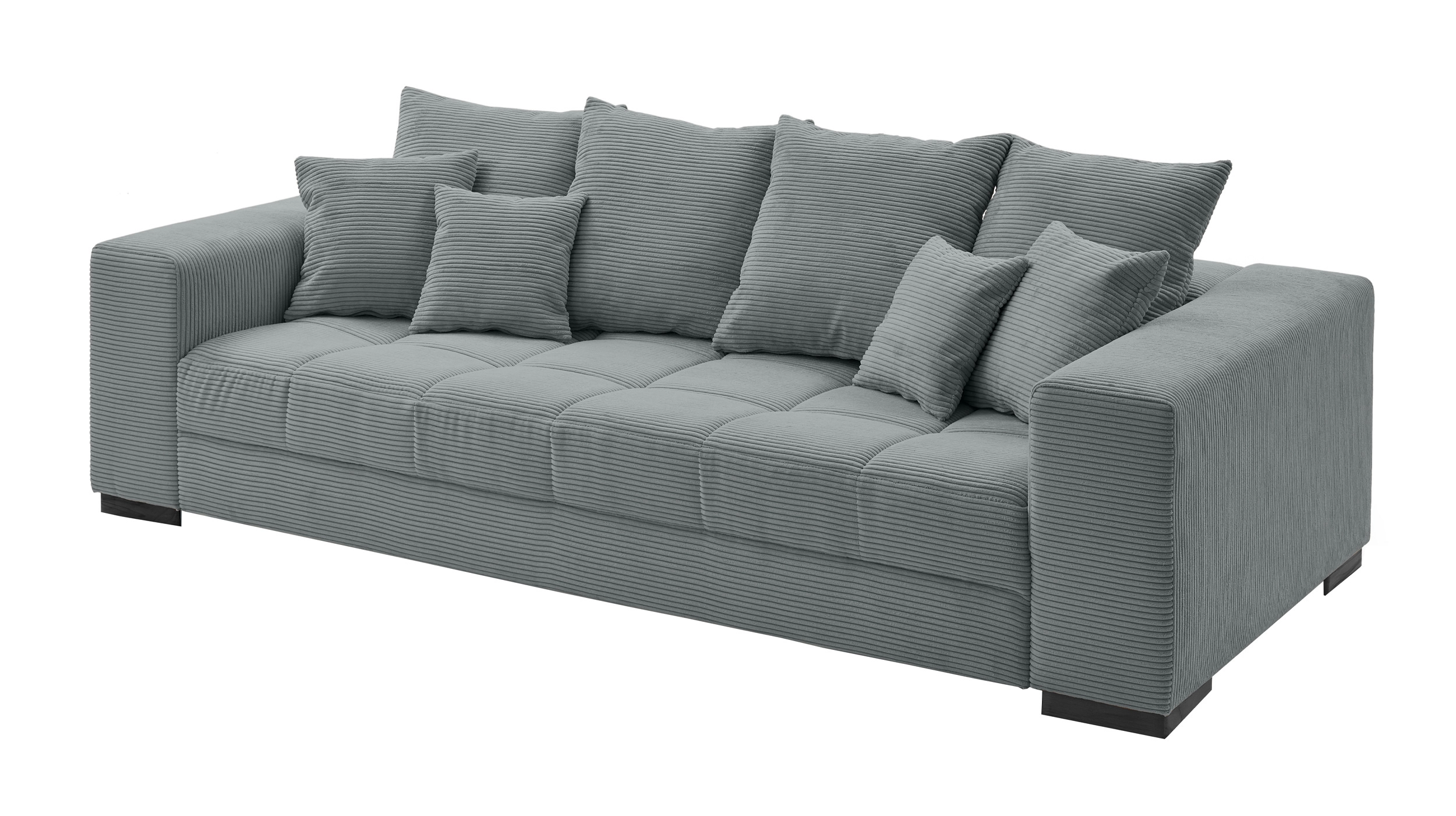 Big Sofa Cord grau - 254 cm - mit Nosagunterfederung - BORNEO