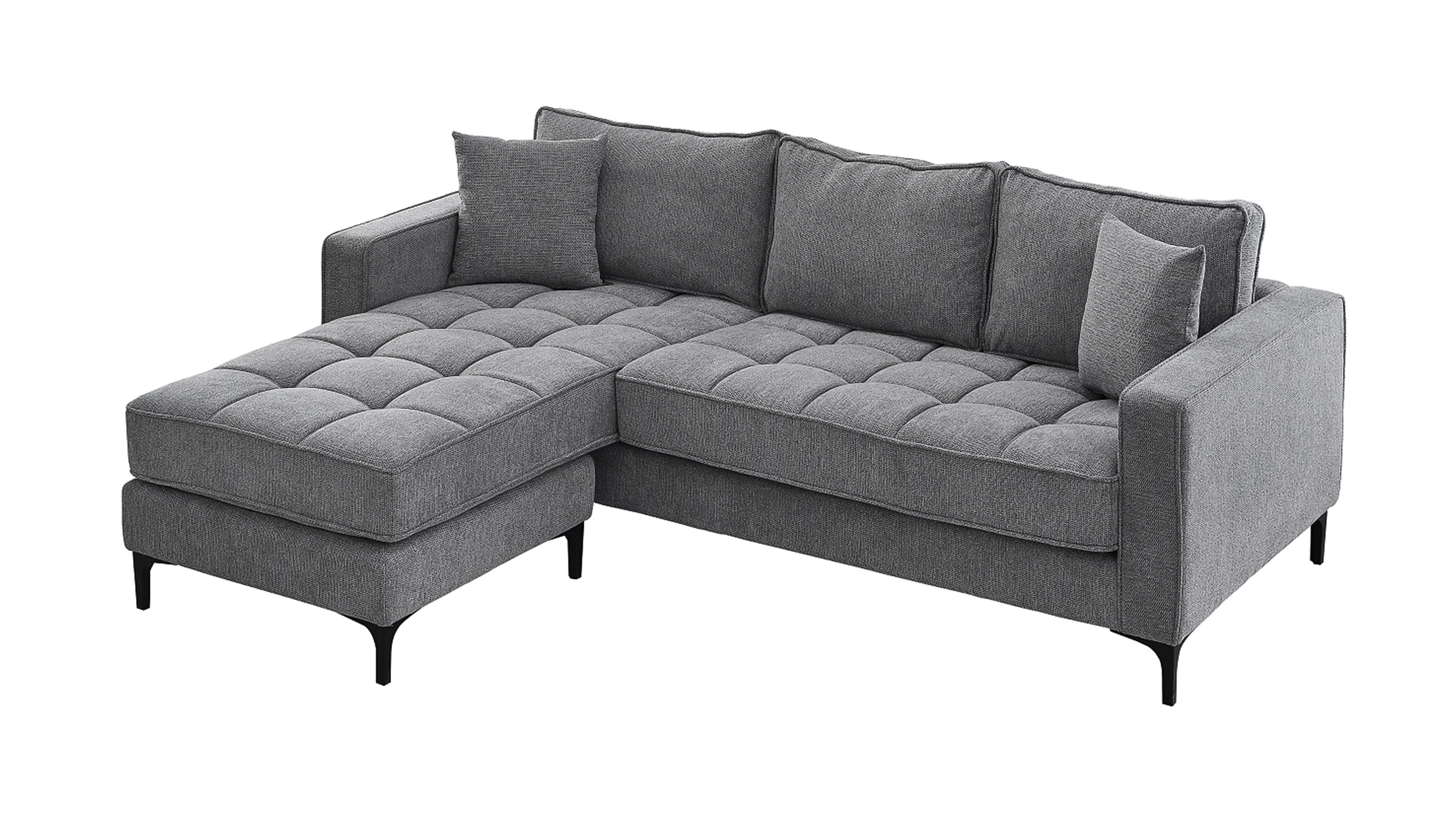 Ecksofa hellgrau 238 x 185 cm Stoffbezug - PANDA