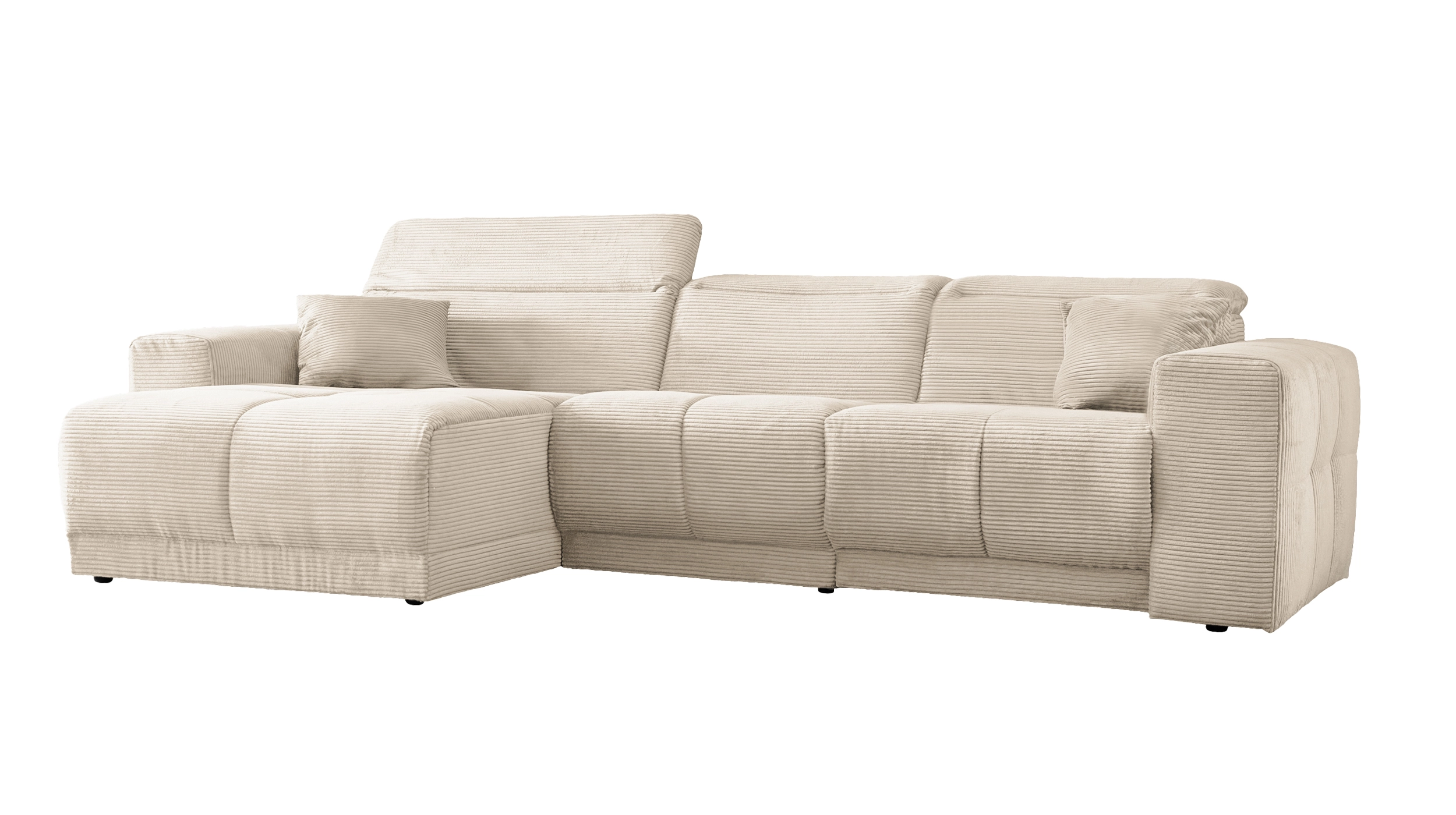 Ecksofa Cord beige 302 x 167 cm mit Relaxfunktion - OT links - TONI