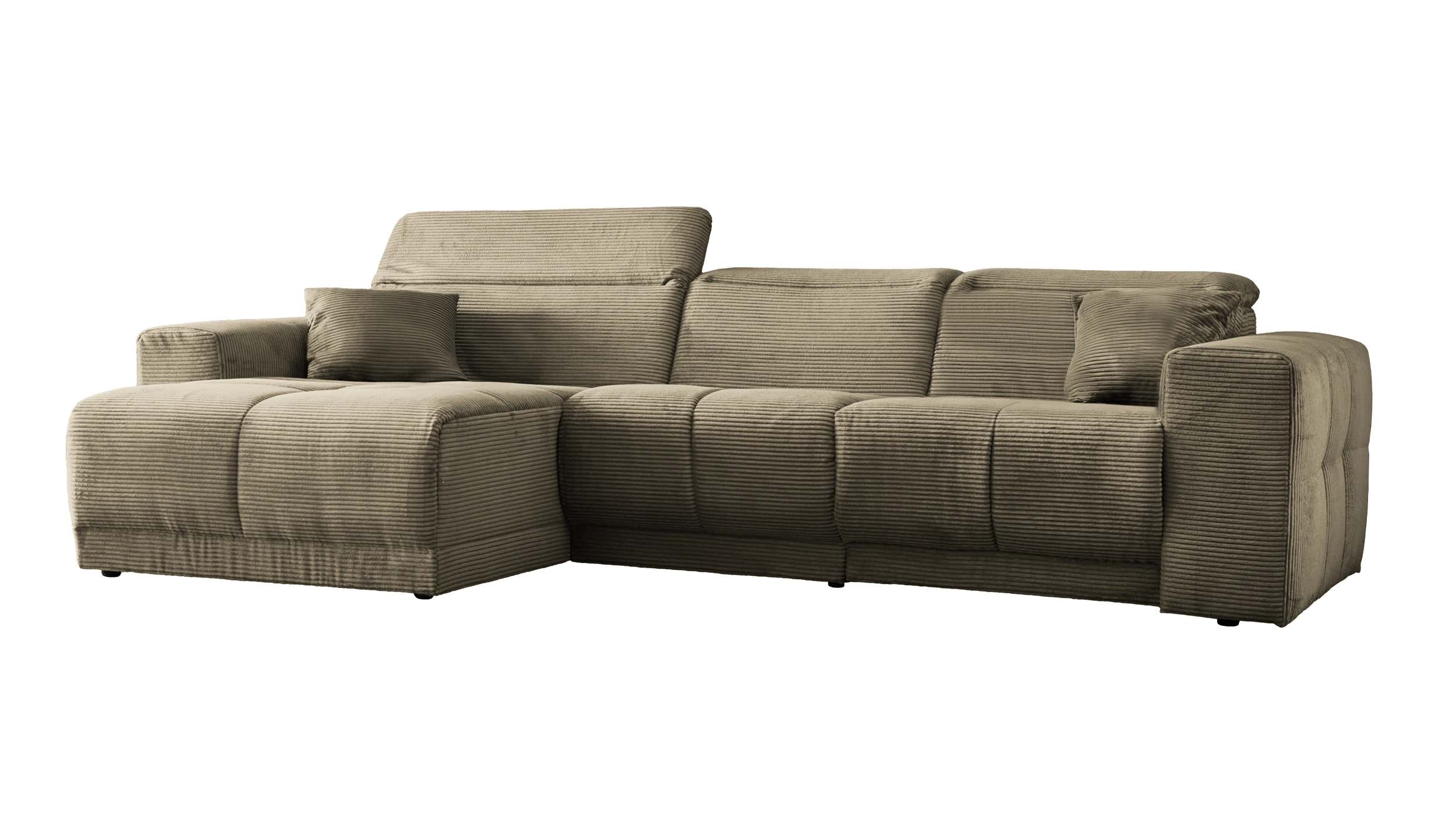 Ecksofa Cord grün 302 x 167 cm mit Relaxfunktion - OT links - TONI