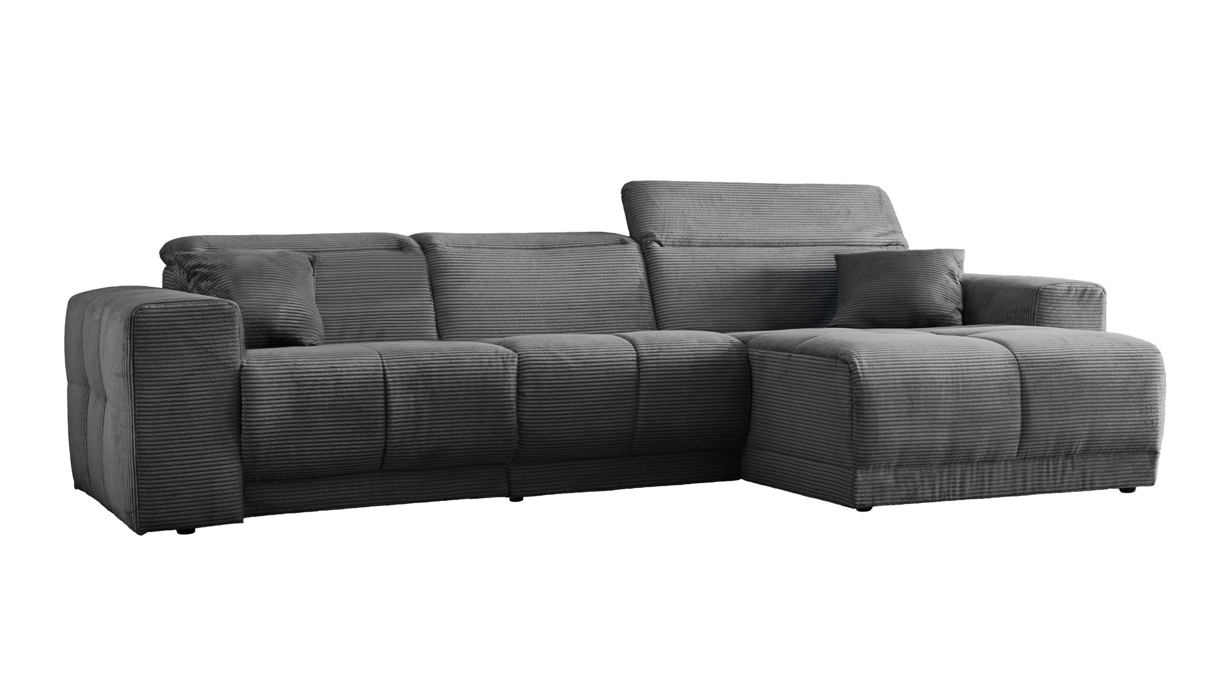 Ecksofa Cord grau 302 x 167 cm mit Relaxfunktion - OT rechts - TONI