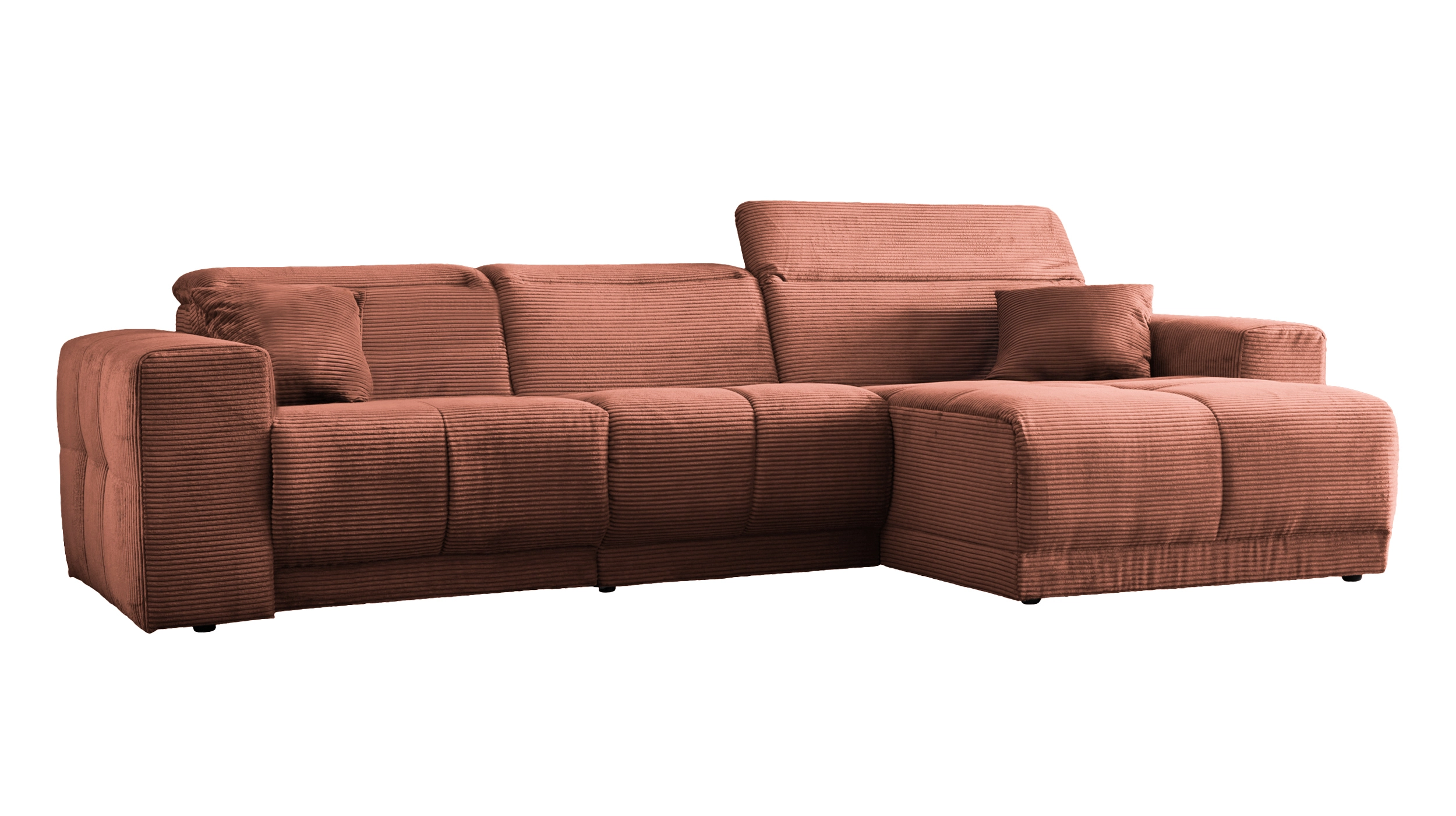 Ecksofa Cord rost 302 x 167 cm mit Relaxfunktion - OT rechts - TONI