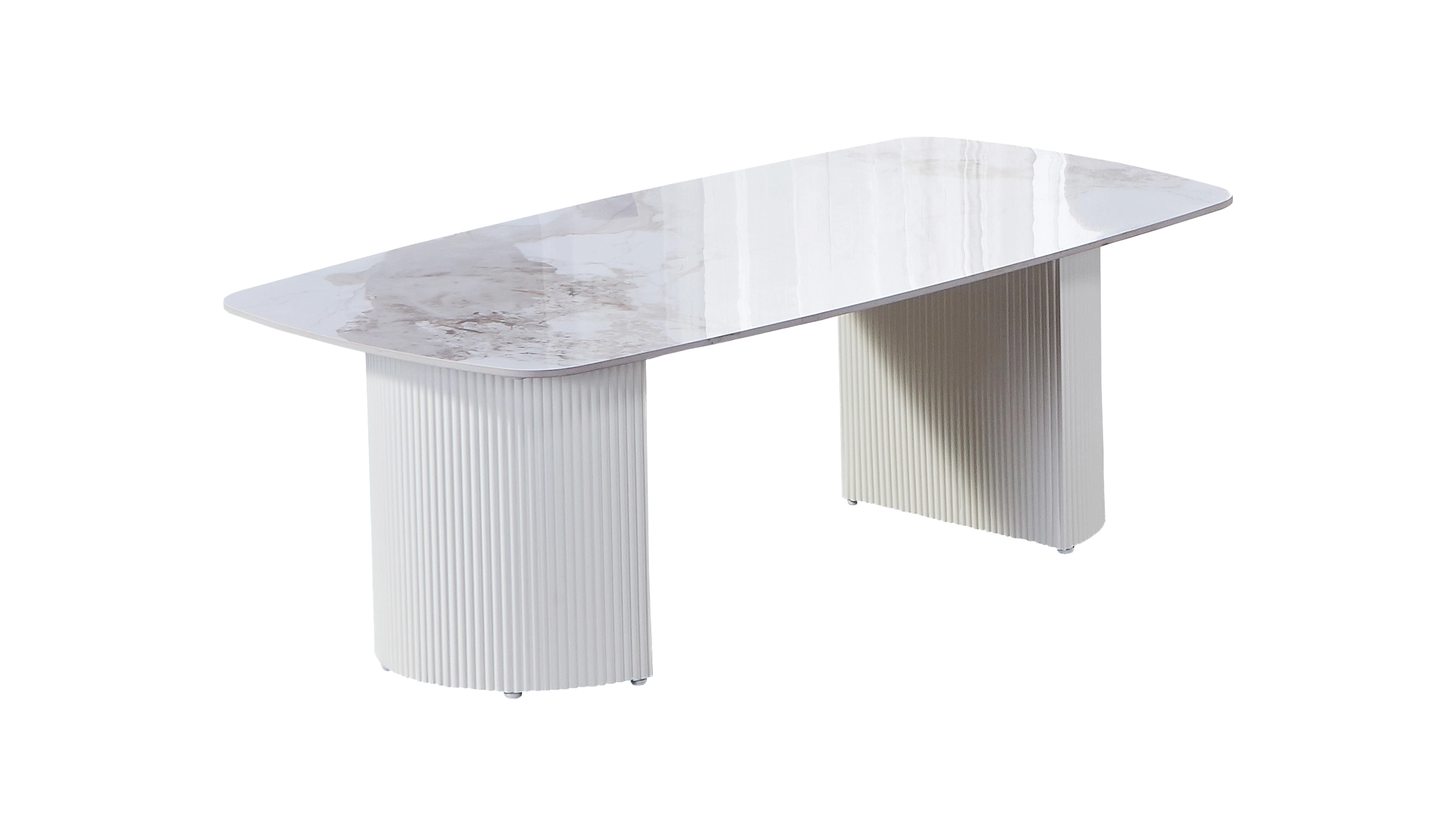 Couchtisch weiß hochglanz Marmoroptik 120 x 70 cm - VITALO