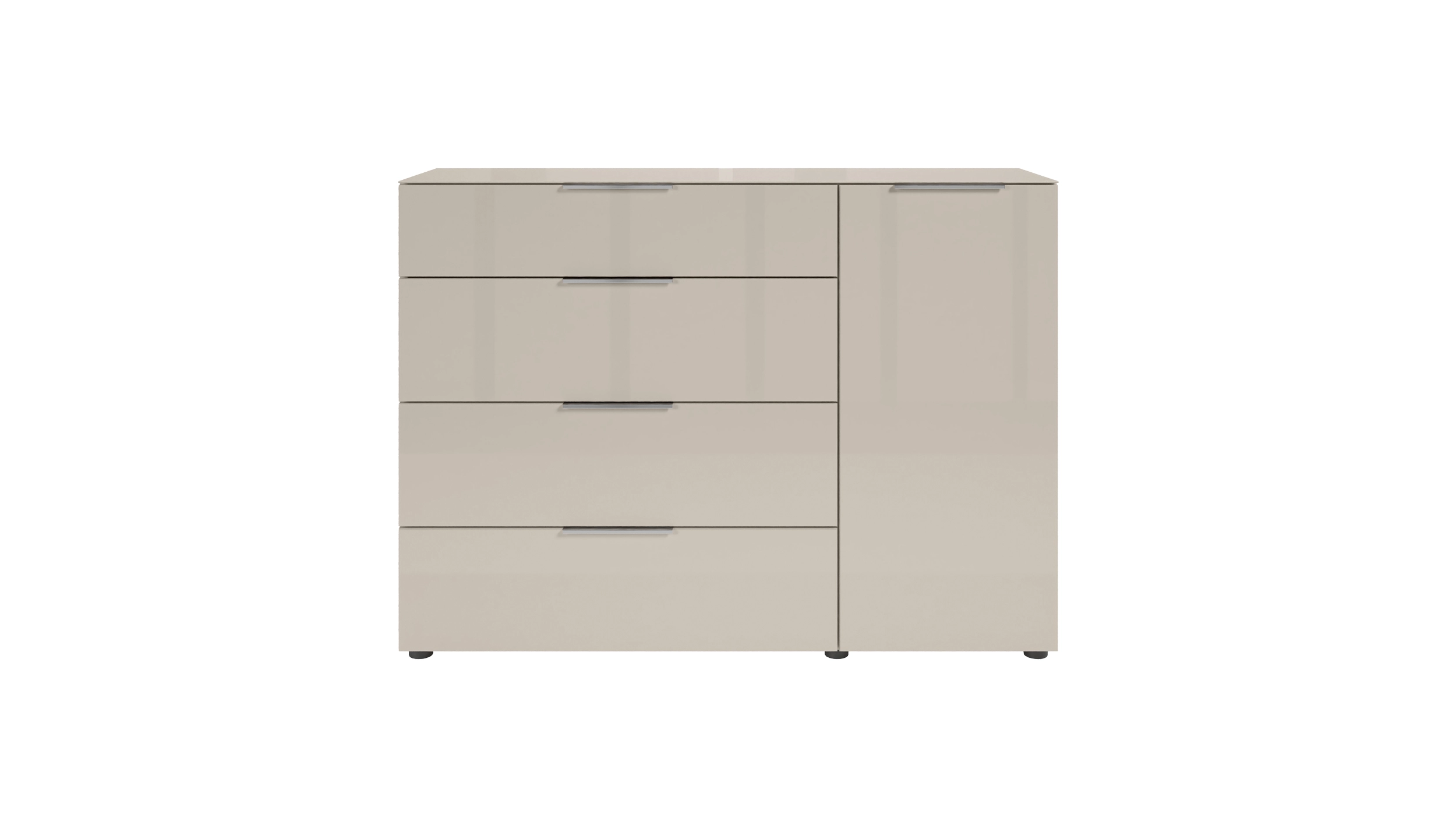 Kommode 4 Schubladen - beige - Glasfront - 135 cm - SANTORIN