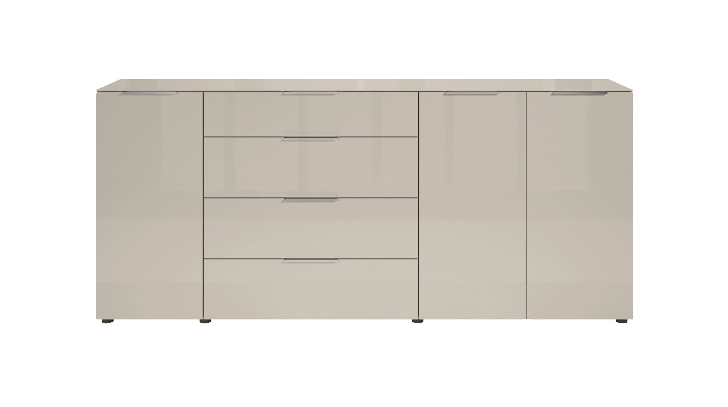 Sideboard 4 Schubladen - beige - Glasfront - 226 cm - SANTORIN